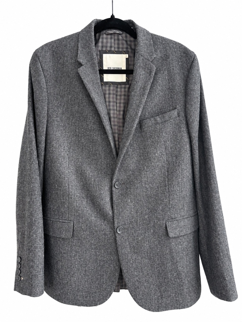 Ben Sherman Herrington Gray Herringbone Wool Blend Blazer XL